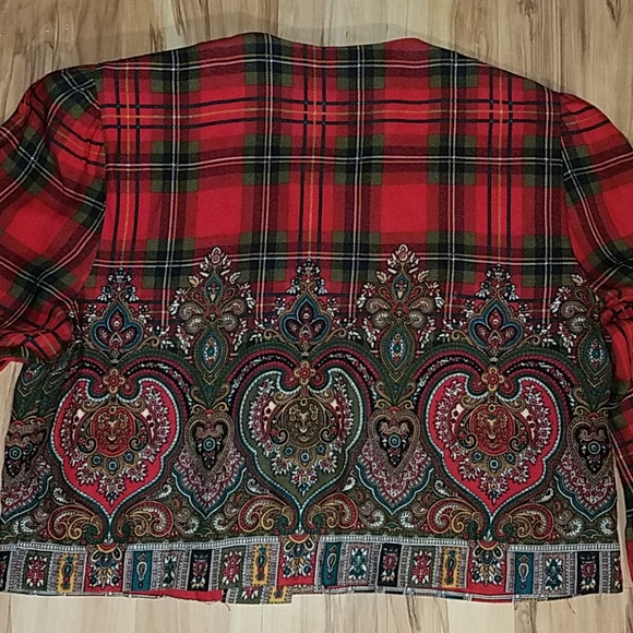 Vintage 80s 90s Cropped Tartan And Baroque Blazer - Picture 7 of 8